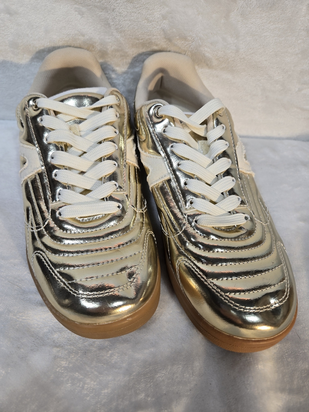 Metallic Gold Athletic Sneakers with White Laces